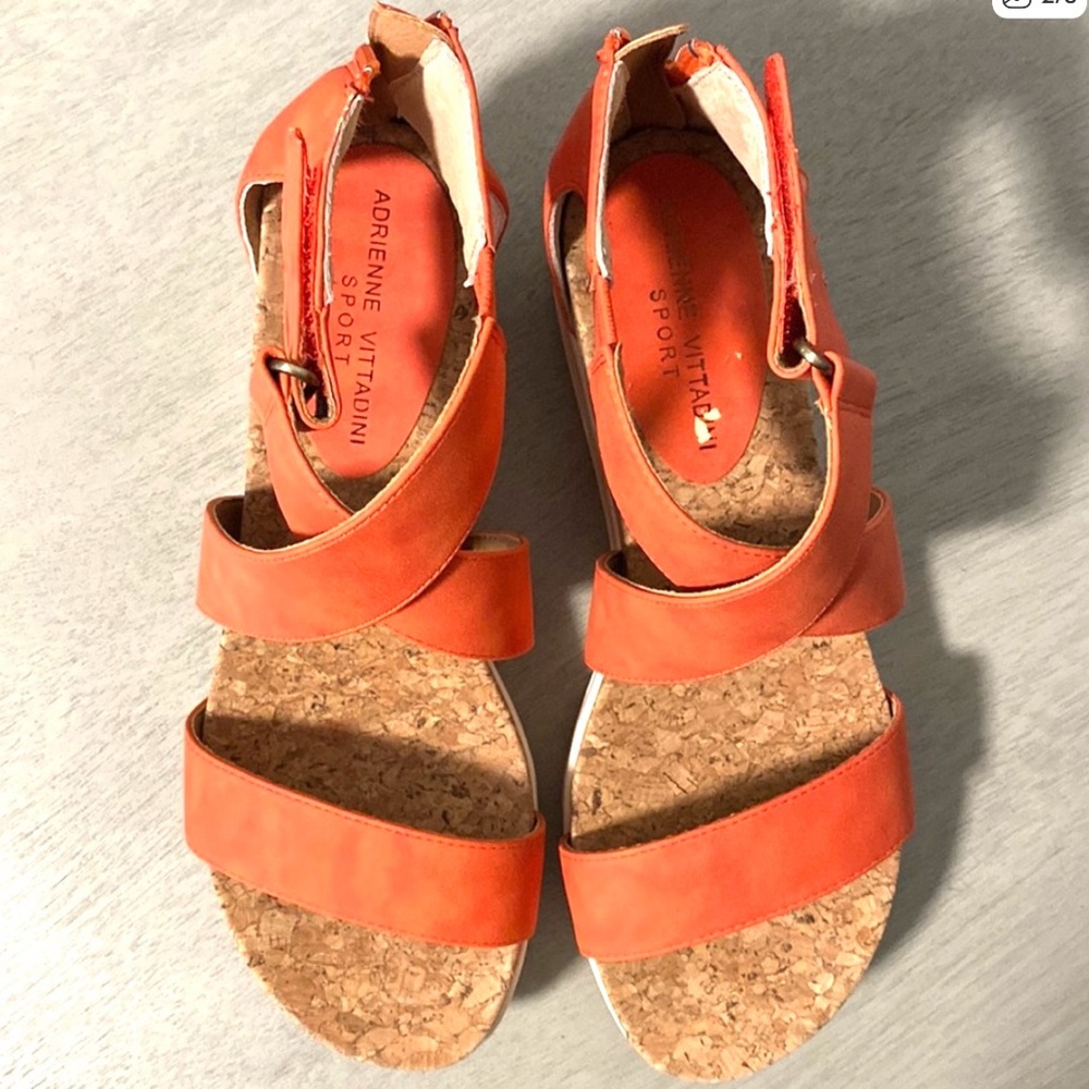 Adrienne Vittadini Sport Women's Orange Wedge Sandals - Picture 2 of 7